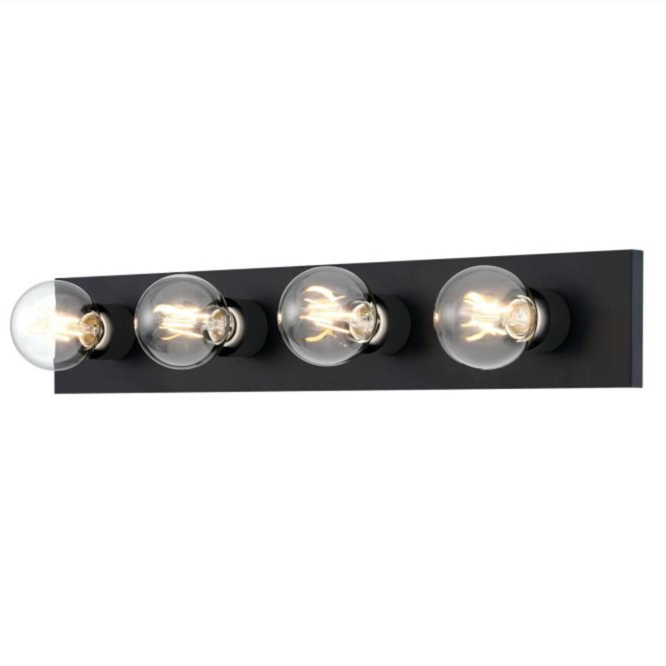 4-Light Modern Hollywood Makeup Mirror Vanity Wall Sconce 24" Bath Fixture - Polished Chrome, Polished Brass, Matte Black, White, or Beveled Mirror - Mid Century Modern Lighting by Practical Props