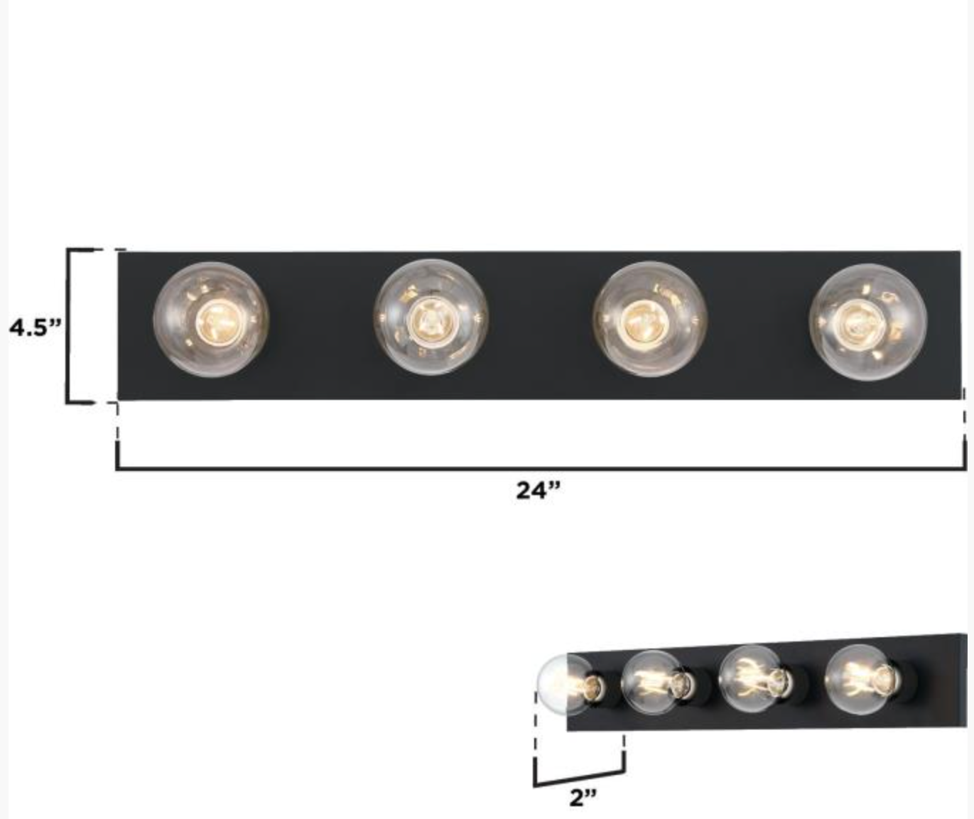 4-Light Modern Hollywood Makeup Mirror Vanity Wall Sconce 24" Bath Fixture - Polished Chrome, Polished Brass, Matte Black, White, or Beveled Mirror - Mid Century Modern Lighting by Practical Props