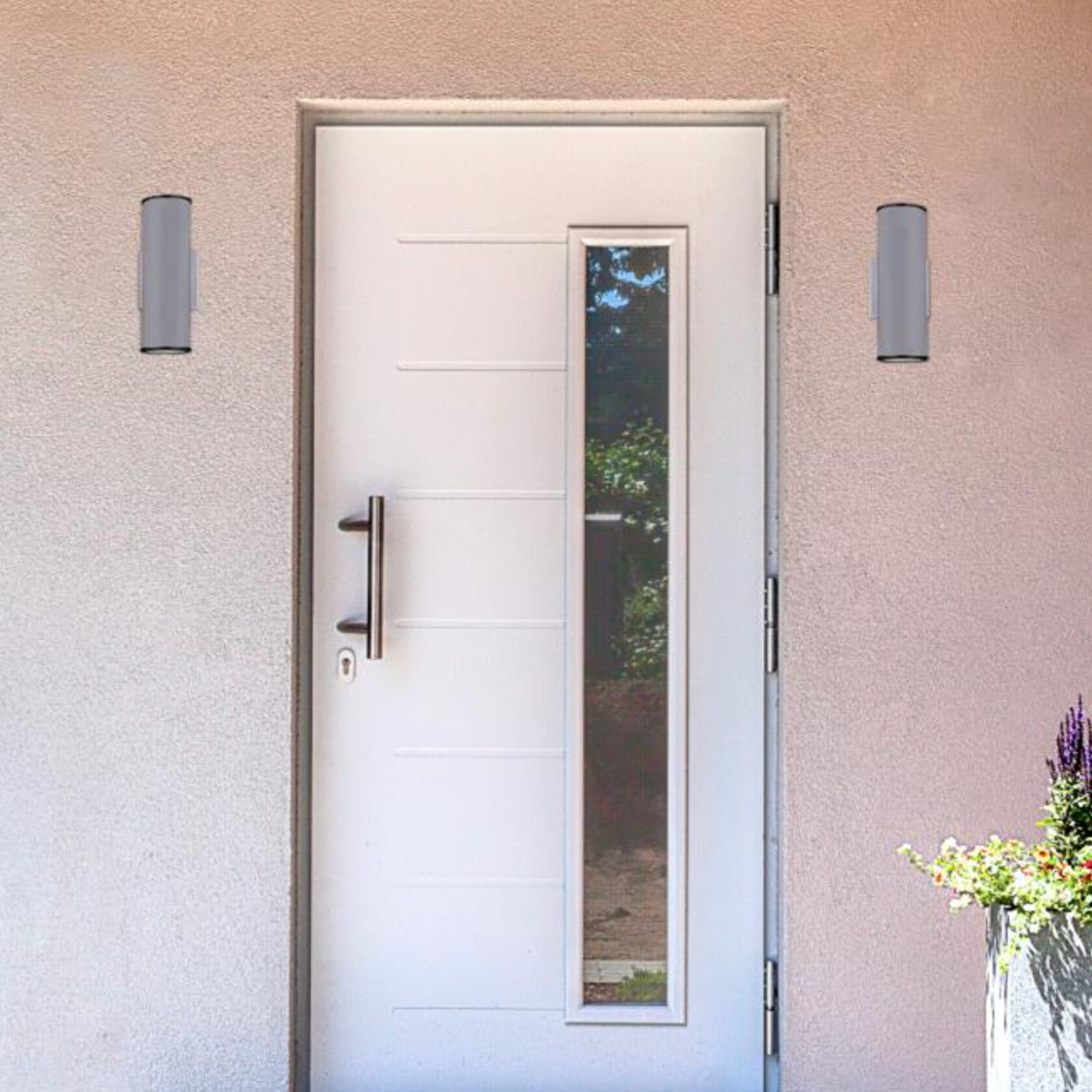 Mayslick Dimmable LED Exterior Wall Sconce - Outdoor 2-light Up-Down Cylinder Light