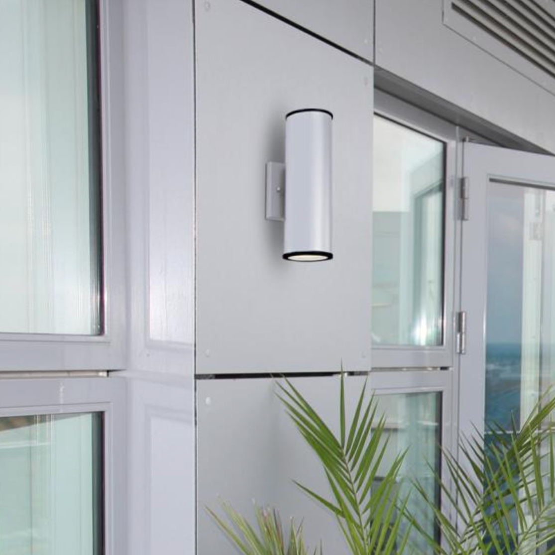 Mayslick Dimmable LED Exterior Wall Sconce - Outdoor 2-light Up-Down Cylinder Light