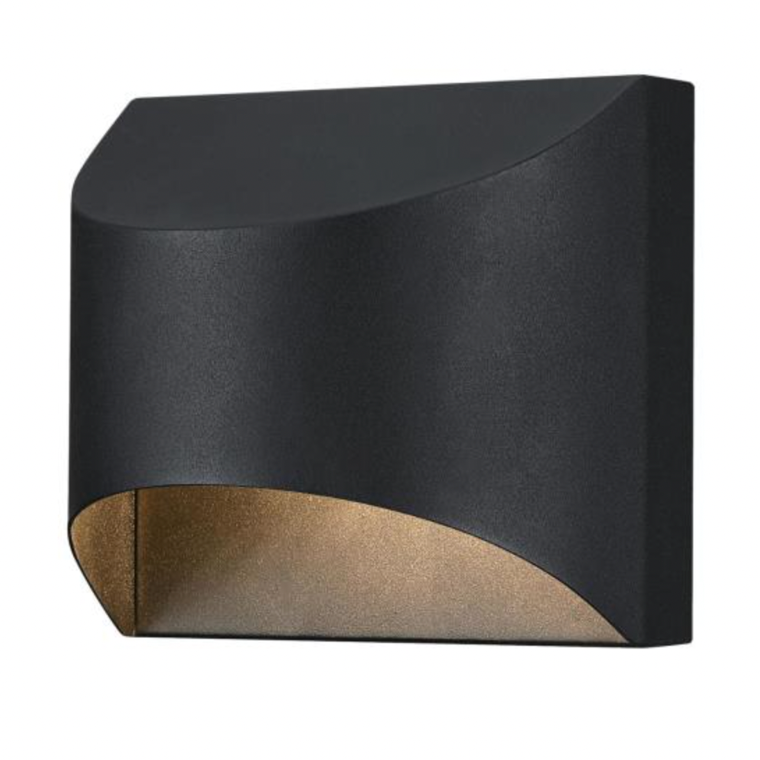 Nardella Matte Black Square Dimmable LED Exterior Wall Sconce Downlight