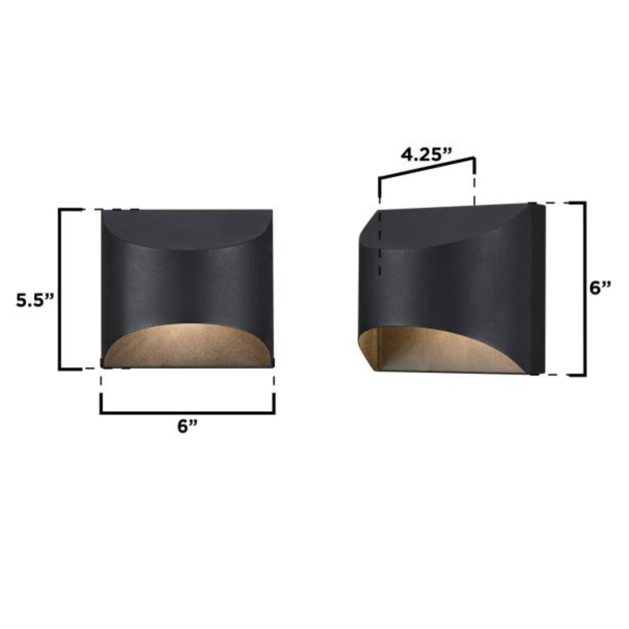Nardella Matte Black Square Dimmable LED Exterior Wall Sconce Downlight