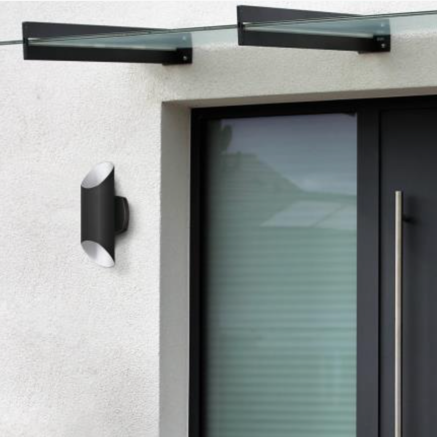 Carson Dimmable LED Matte Black Exterior Wall Sconce - Outdoor 2-light Up-Down Cylinder Light