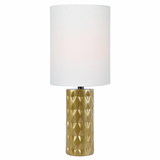 Delta Retro Modern Geometric Textured Table Lamp with Linen Shade