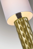 Delta Retro Modern Geometric Textured Table Lamp with Linen Shade