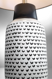 Philan Retro MCM Black & White Ceramic Textured Table Lamp with Linen Drum Shade