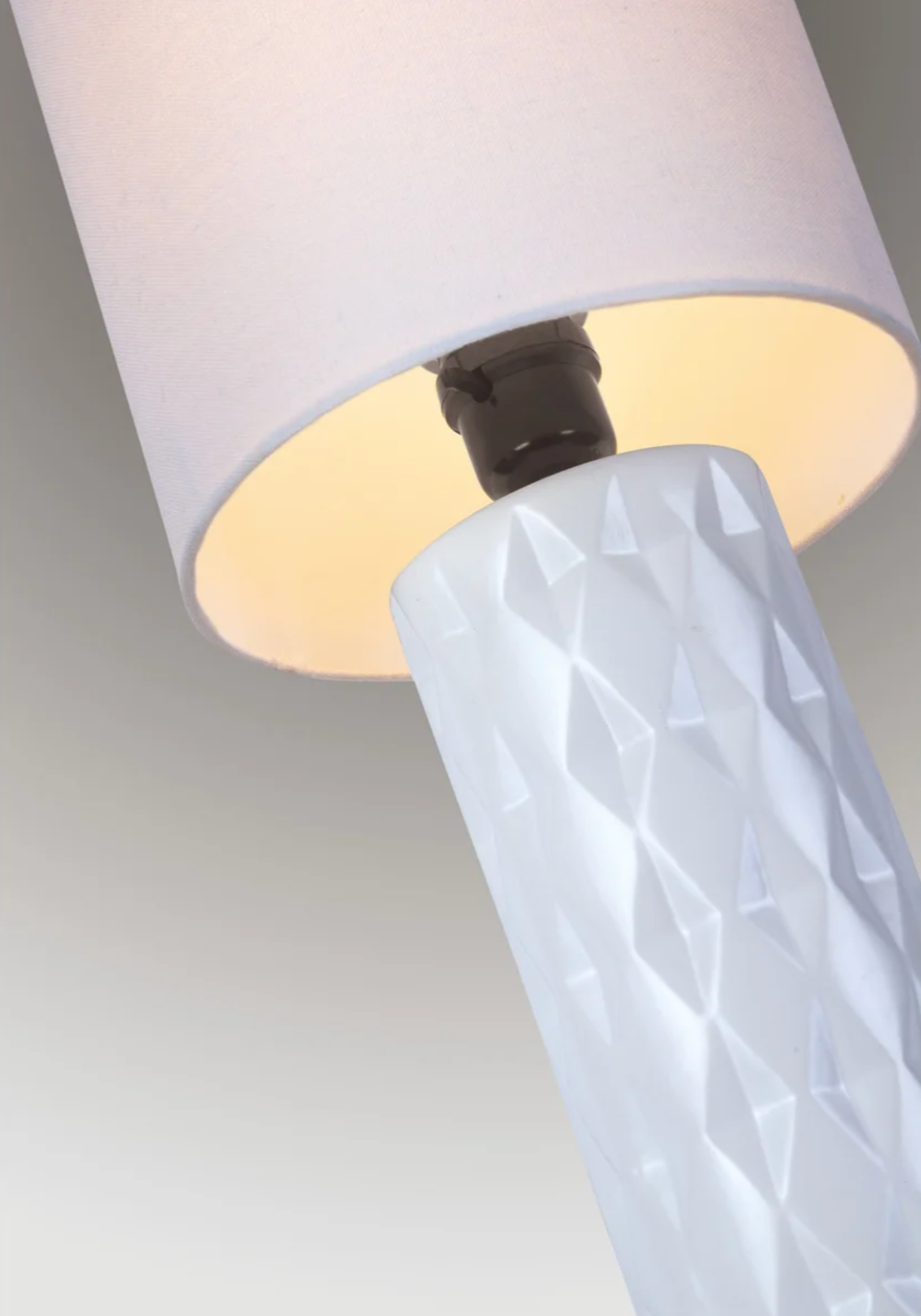 Delta Retro Modern Geometric Textured Table Lamp with Linen Shade