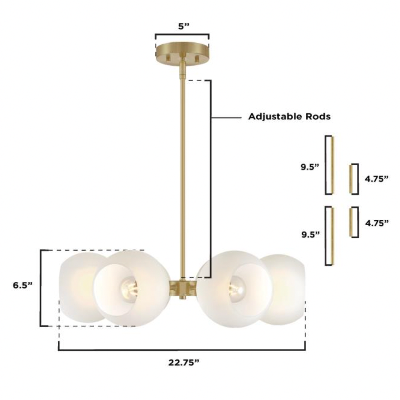 Dorney 3-Light Modern Brass Sputnik Globe Chandelier by Westinghouse