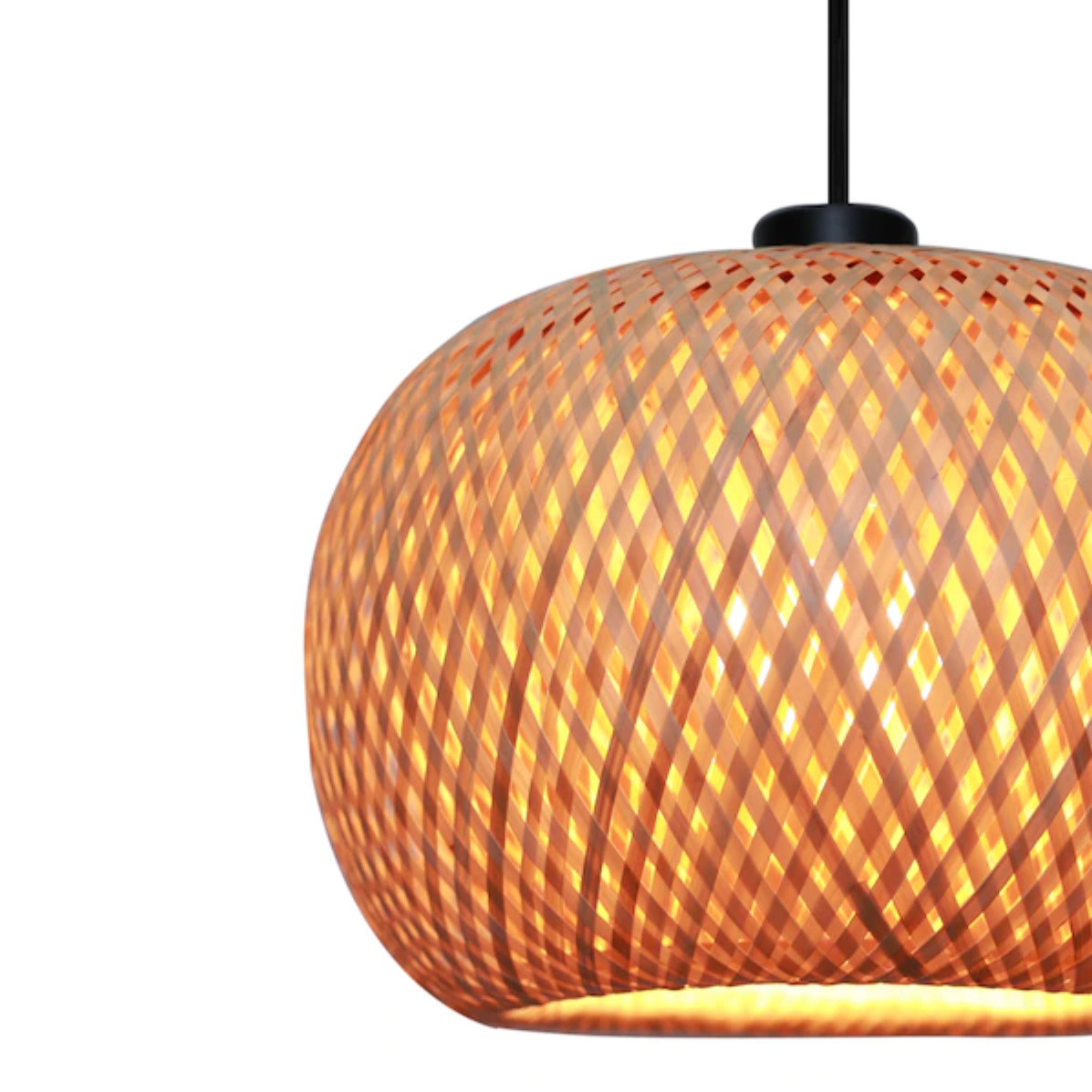 Small Rattan Ellipse Oval Woven Pendant Light