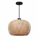 Small Rattan Ellipse Oval Woven Pendant Light