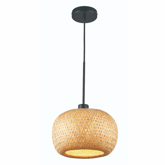 Small Rattan Ellipse Oval Woven Pendant Light