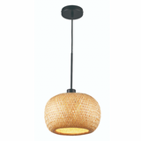 Small Rattan Ellipse Oval Woven Pendant Light