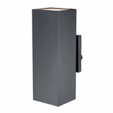 Matte Black Modern Up-Down Rectangular 2-Light Outdoor Wall Sconce Fixture