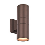 LED Up-Down Cylinder Exterior Compact Pocket 2-Light Wall Sconce 