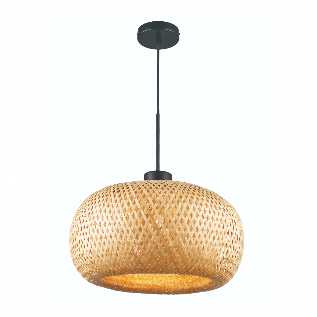 Large Rattan Ellipse Oval Woven Pendant Light 