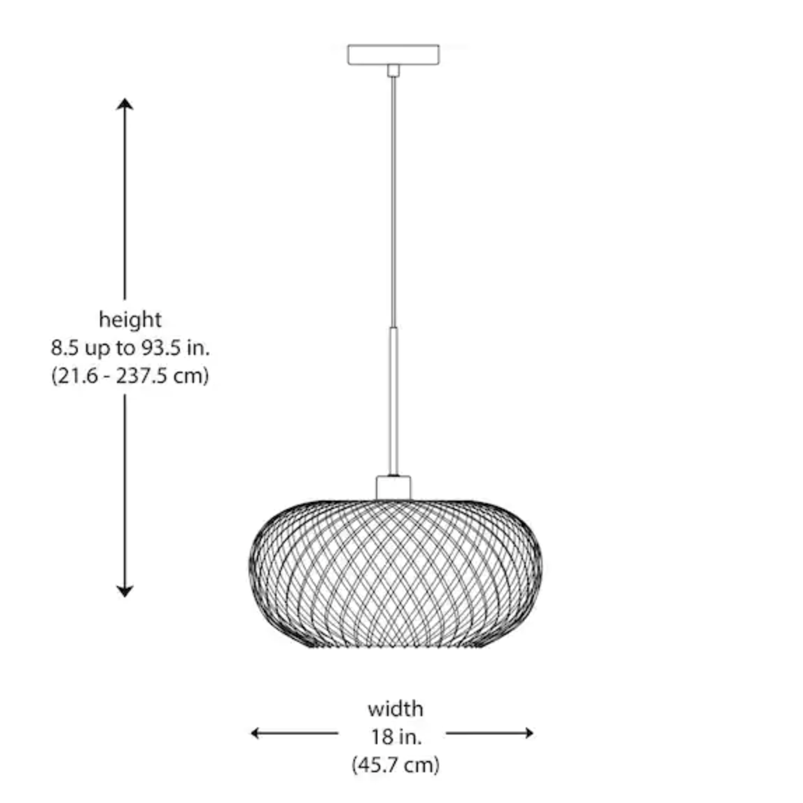 Large Rattan Ellipse Oval Woven Pendant Light 