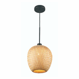 Large Rattan Ellipse Oval Egg-Shaped Woven Pendant Light