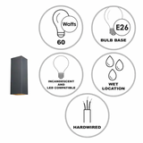 Matte Black Modern Up-Down Rectangular 1-Light Outdoor Wall Sconce Fixture