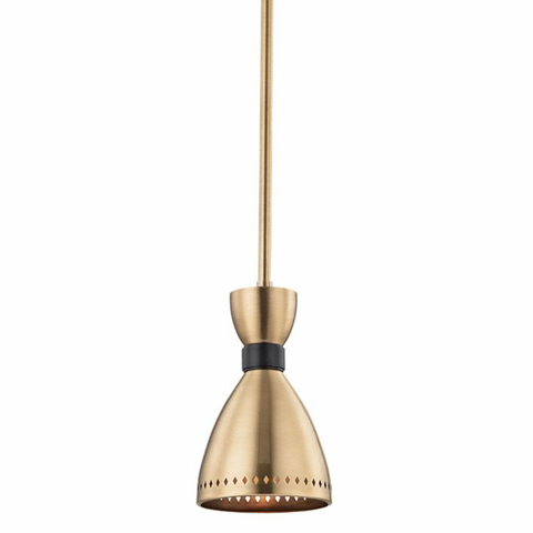 Solaris Black & Brass Bowtie Pinhole Cone Pendant by Hudson Valley - Midcentury Modern Lighting by Practical Props