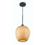 Small 10" Rattan Ellipse Oval Egg-Shaped Woven Pendant Light