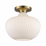 Aristo Ribbed Glass Oval Flush-mount Modern Ceiling Light in Brass or Black 