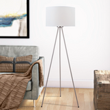 Tullio Modern Tripod Silver Floor Lamp with Linen Drum Shade by Lite Source