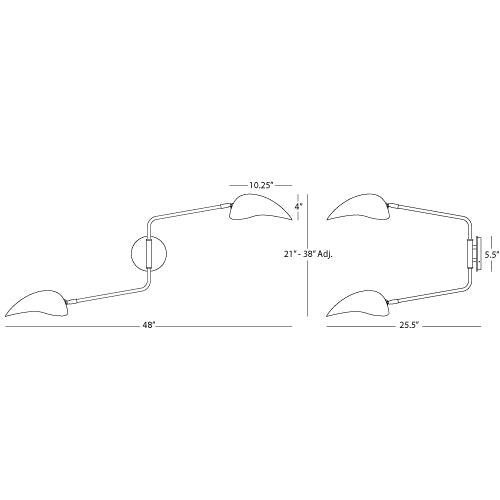 Rico Espinet Racer Double Wall Sconce - Modern Brass, Matte White, and Satin White