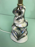 Vintage Pair of Ceramic Iridescent Dancing Figure Accent Lamps