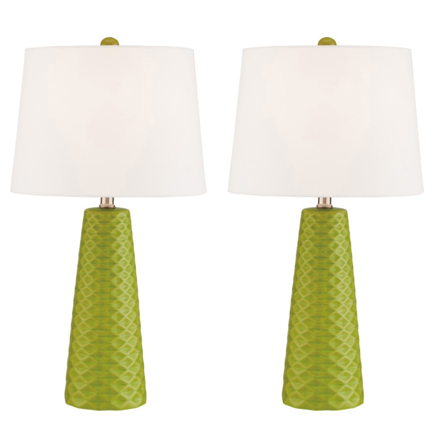 Pair of Retro Midcentury Modern Avocado Table Lamps - Muriel Table Lamp - Practical Props