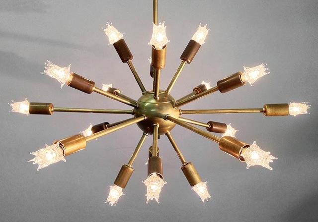 24" Midround Sputnik Chandelier in Raw Brass by Practical Props